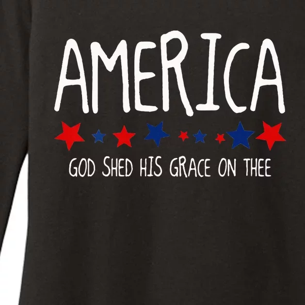 Wo America God Shed His Grace on Thee 4th of July Womens CVC Long Sleeve Shirt