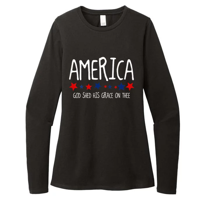 Wo America God Shed His Grace on Thee 4th of July Womens CVC Long Sleeve Shirt