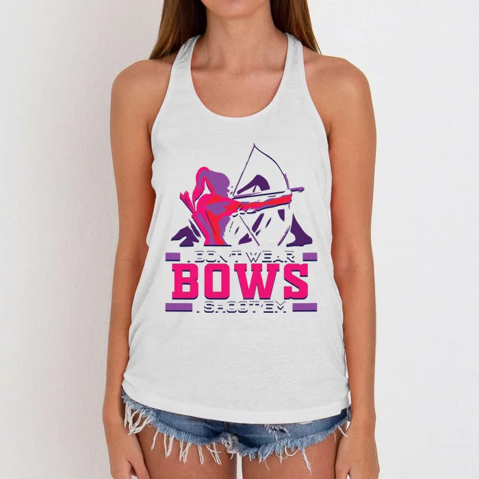 Womens Archery Gift For Woman Archer Bow And Arrow Hunter Lady Women's Knotted Racerback Tank