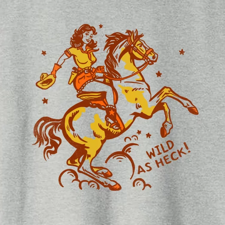 Wild As Heck Cute & Fun Retro Cowgirl Pinup Riding A Horse Women's Crop Top Tee