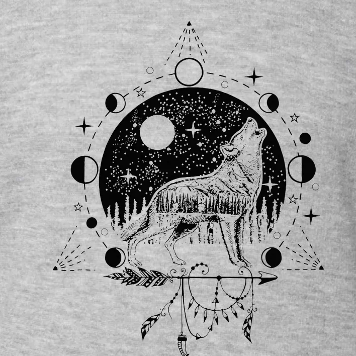 Wicca Astrology Howling Wolf Howling At The Moon Wolf Lovers Toddler Sweatshirt