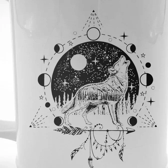 Wicca Astrology Howling Wolf Howling At The Moon Wolf Lovers Front & Back Beer Stein