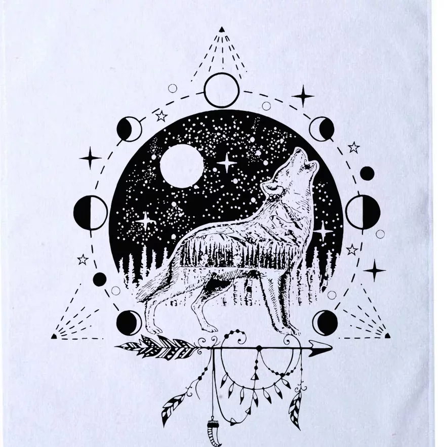 Wicca Astrology Howling Wolf Howling At The Moon Wolf Lovers Platinum Collection Golf Towel