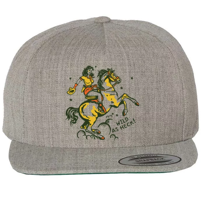 Wild As Heck Cute Retro Cowgirl Art Wool Snapback Cap