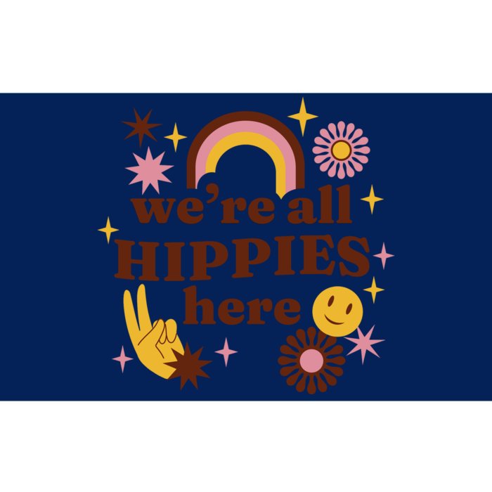 We're All Hippies Here Rainbow Retro Bumper Sticker