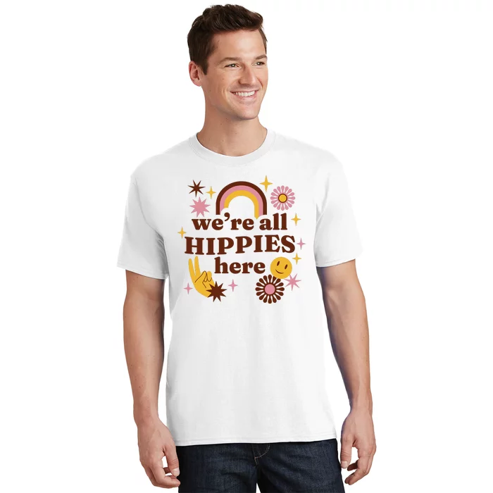 We're All Hippies Here Rainbow Retro T-Shirt