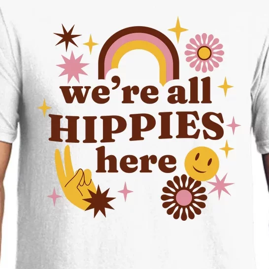 We're All Hippies Here Rainbow Retro Pajama Set