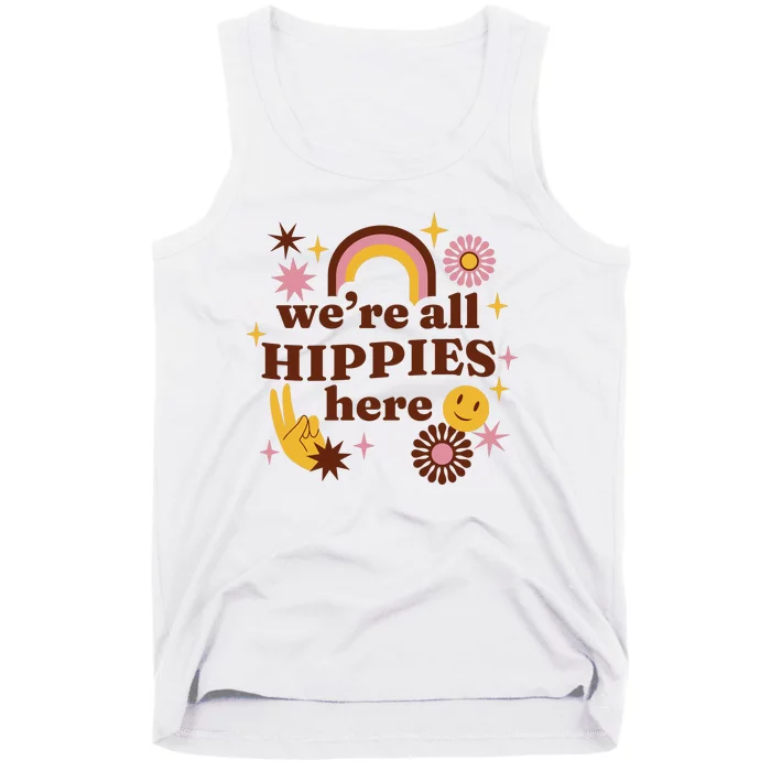 We're All Hippies Here Rainbow Retro Tank Top