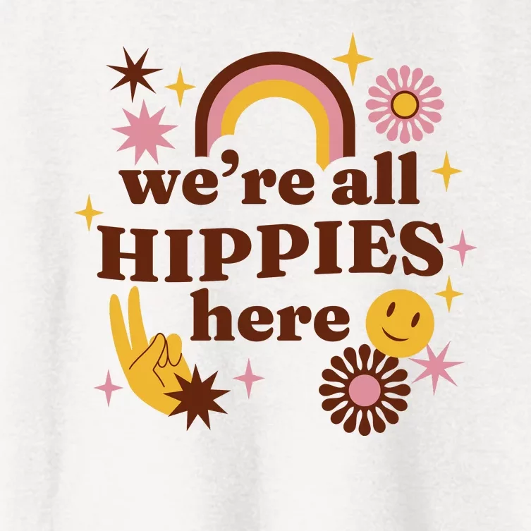 We're All Hippies Here Rainbow Retro Women's Crop Top Tee