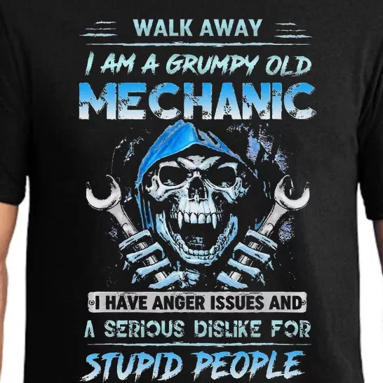 Walk Away I Am A Grumpy Old Mechanic I Have Anger Issues Min Pajama Set