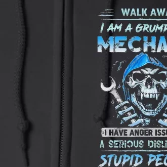 Walk Away I Am A Grumpy Old Mechanic I Have Anger Issues Min Full Zip Hoodie