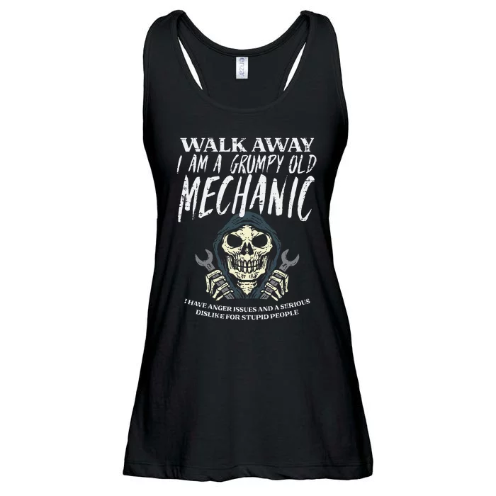 Walk Away Im Grumpy Old Mechanic Funny Garage Grandpa Ladies Essential Flowy Tank