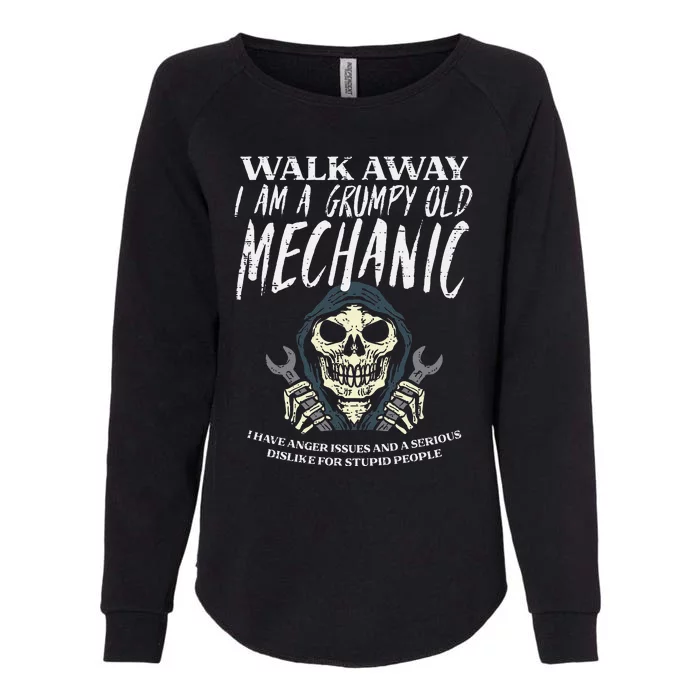 Walk Away Im Grumpy Old Mechanic Funny Garage Grandpa Womens California Wash Sweatshirt