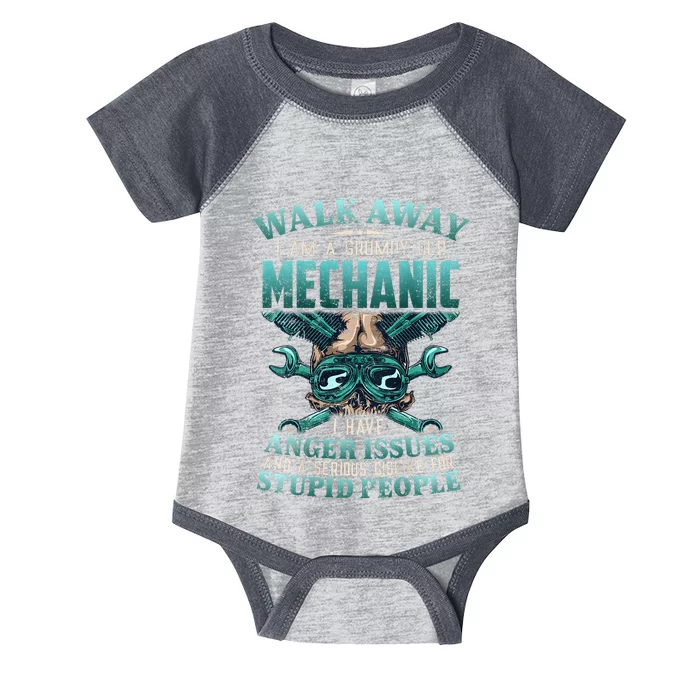 Walk Away I'm A Grumpy Old Mechanic Infant Baby Jersey Bodysuit