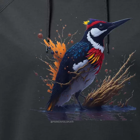 Woodpecker artistic impression Performance Fleece Hoodie