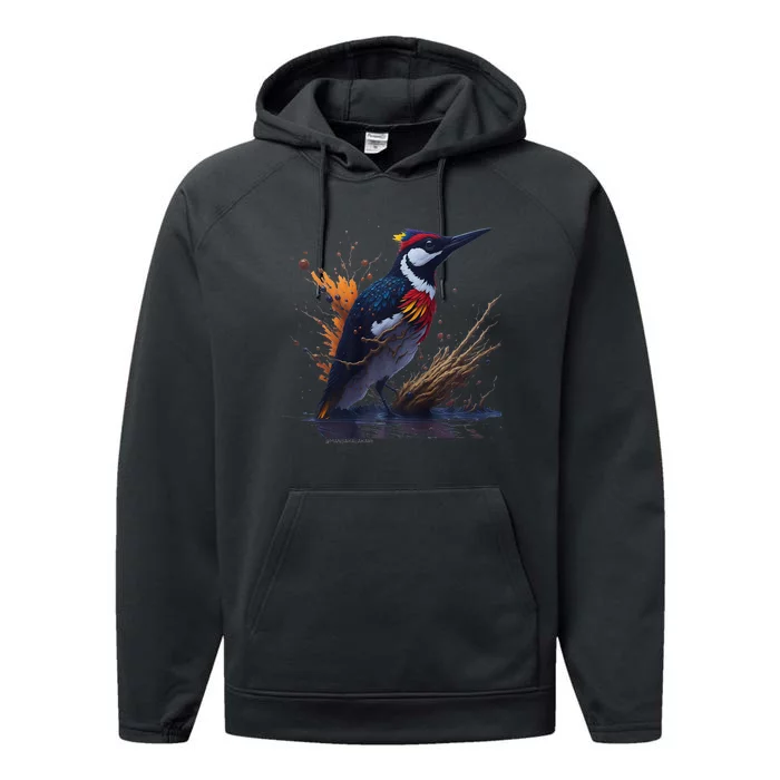 Woodpecker artistic impression Performance Fleece Hoodie