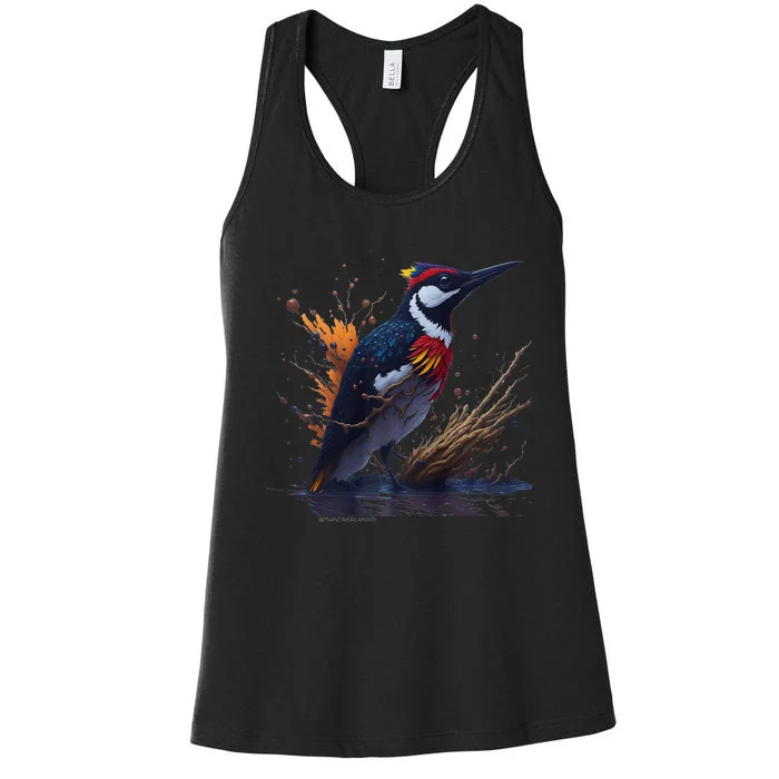 Woodpecker artistic impression Women's Racerback Tank