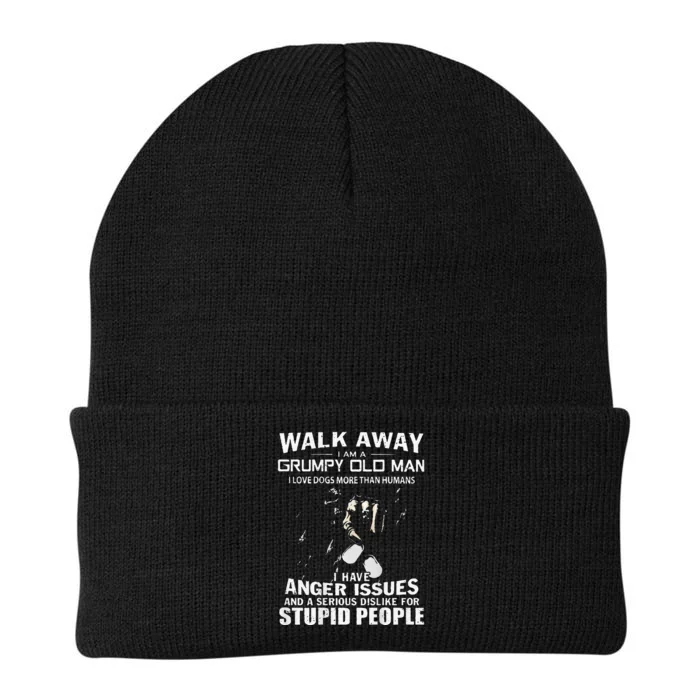 Walk Away I Am A Grumpy Old Man I Love Dogs More Than Humans Knit Cap Winter Beanie