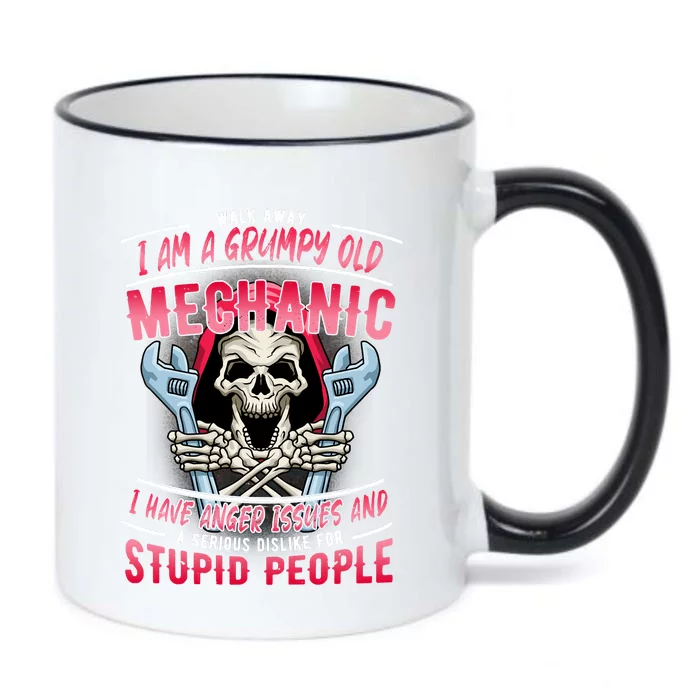 Walk Away I Am A Grumpy Old Mechanic I Have Anger Issues Black Color Changing Mug