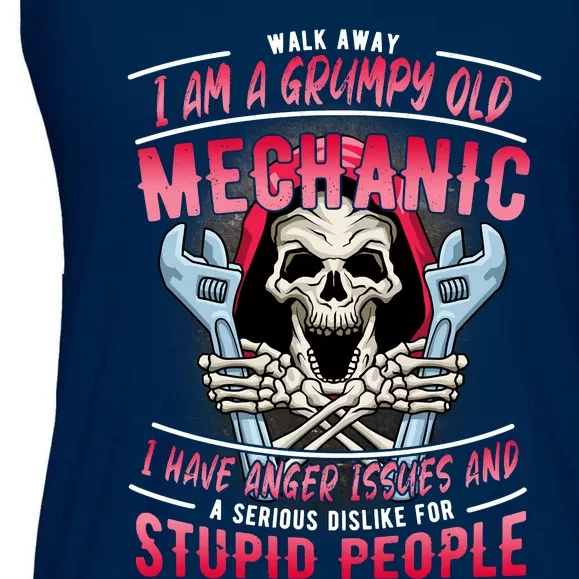 Walk Away I Am A Grumpy Old Mechanic I Have Anger Issues Ladies Essential Flowy Tank