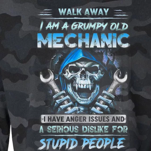 Walk Away I Am A Grumpy Old Mechanic I Have Anger Issues Cropped Pullover Crew