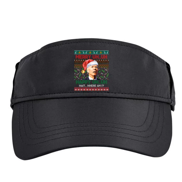 Where Am I Santa Joe Biden Merry Uh Uh Ugly Christmas Adult Drive Performance Visor