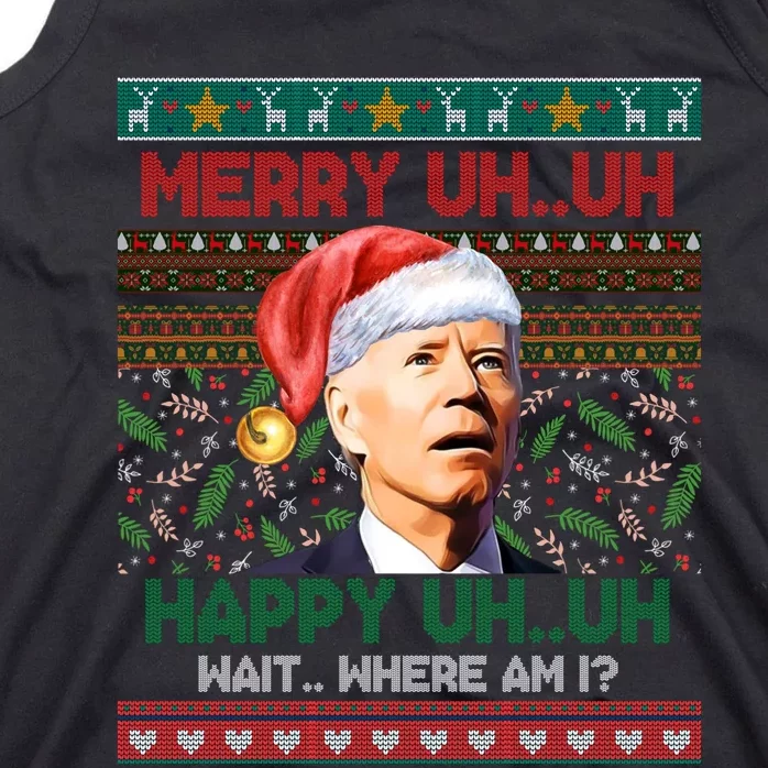 Where Am I Santa Joe Biden Merry Uh Uh Ugly Christmas Tank Top