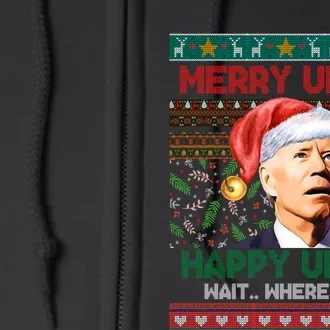 Where Am I Santa Joe Biden Merry Uh Uh Ugly Christmas Full Zip Hoodie