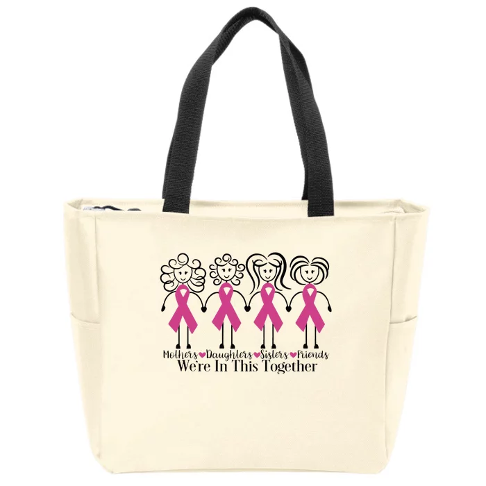 We Are In Together Family Friends Breast Cancer Awareness Zip Tote Bag