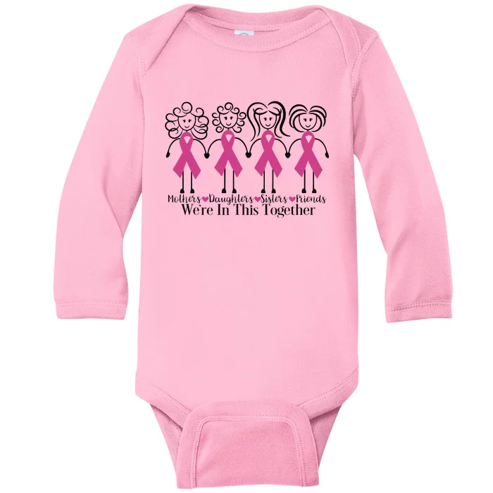 We Are In Together Family Friends Breast Cancer Awareness Baby Long Sleeve Bodysuit