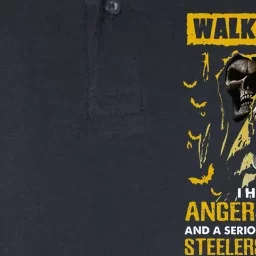 Walk Away I Have Anger Issues For Steelers Haters Skull Softstyle Adult Sport Polo