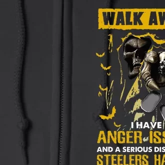 Walk Away I Have Anger Issues For Steelers Haters Skull Full Zip Hoodie