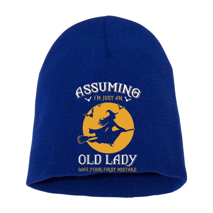 Witch Assuming Im Just An Old Lady Was Your First Mistake Gift Short Acrylic Beanie