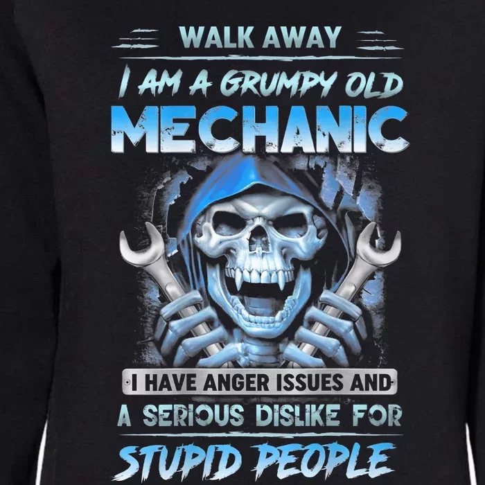 Walk Away IM A Grumpy Old Mechanic Womens California Wash Sweatshirt