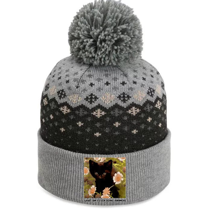 What Am I Even Doing Anymore Funny Cat The Baniff Cuffed Pom Beanie