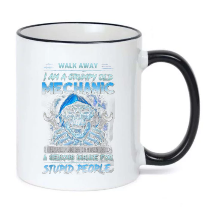 Walk Away I Am A Grumpy Old Mechanic I Have Anger Issues Black Color Changing Mug