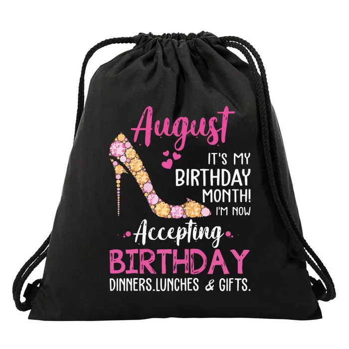 Womens August Its My Birthday Month Women Mom Wife Gifts Drawstring Bag