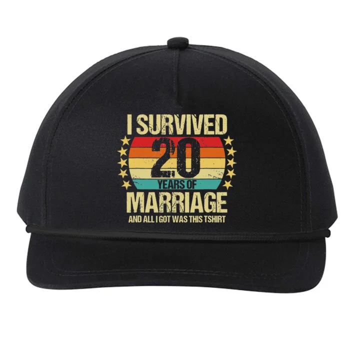 Wedding Anniversary I Survived 20 Years Of Marriage Vintage Snapback Five-Panel Rope Hat