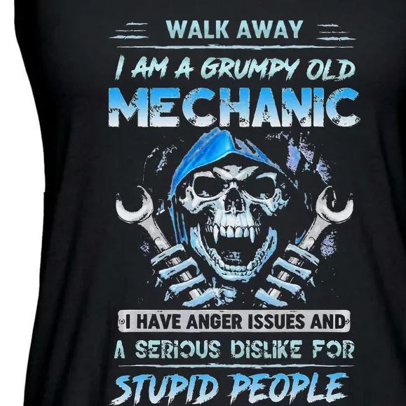 Walk Away I Am A Grumpy Old Mechanic I Have Anger Issues Ladies Essential Flowy Tank