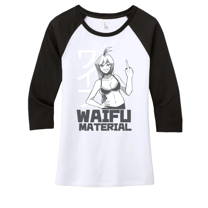 Waifu Material Anime Funny Women's Tri-Blend 3/4-Sleeve Raglan Shirt