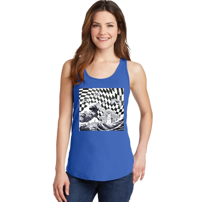 Weirdcore Aesthetic Japanese The Great Wave Off Kanagawa Gift Ladies Essential Tank