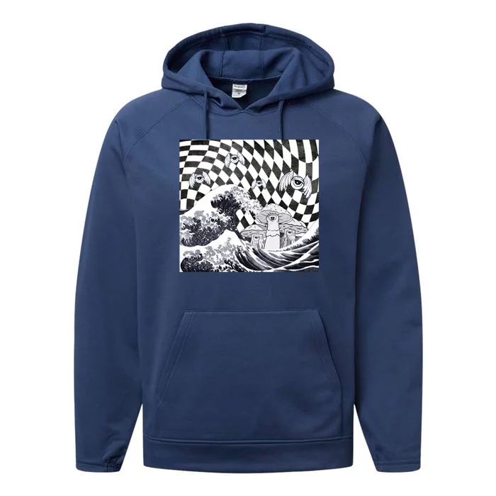 Weirdcore Aesthetic Japanese The Great Wave Off Kanagawa Gift Performance Fleece Hoodie