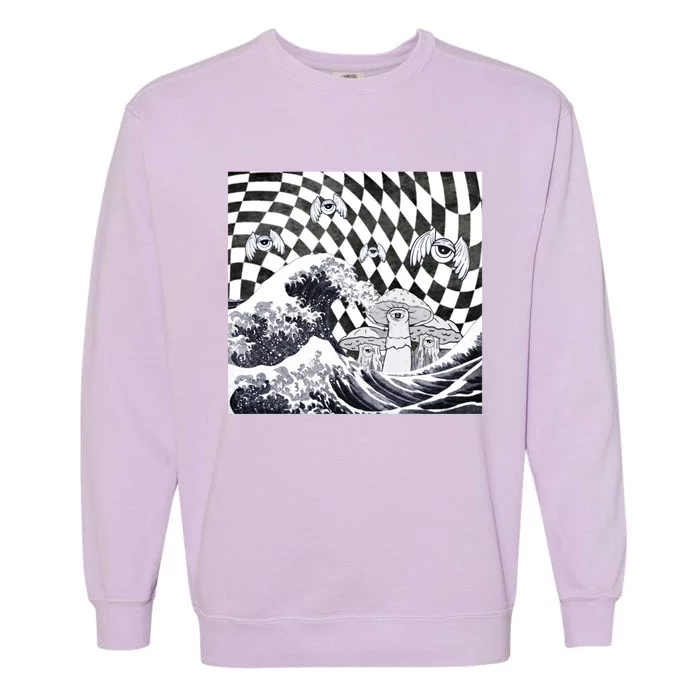 Weirdcore Aesthetic Japanese The Great Wave Off Kanagawa Gift Garment-Dyed Sweatshirt