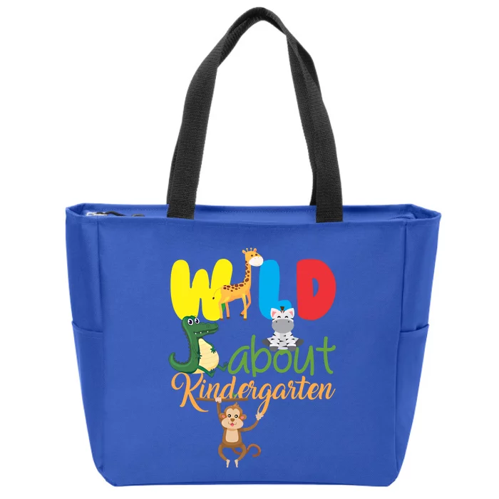 Wild About Kindergarten Great Gift Monkey Giraffe Zebra Educator Meaningful Gift Zip Tote Bag