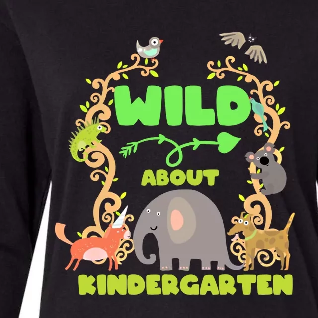 Wild About Kindergarten Back To School Classroom Cute Gift Womens Cotton Relaxed Long Sleeve T-Shirt