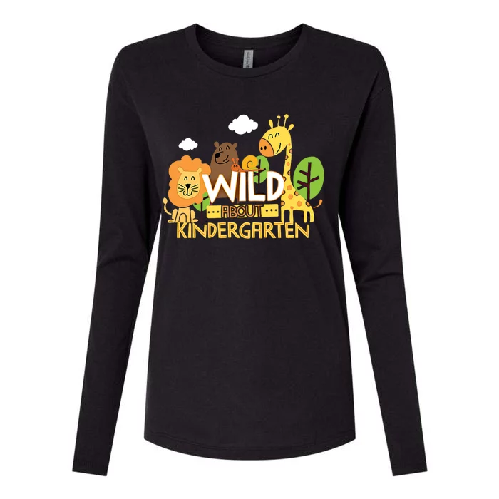 Wild About Kindergarten Cute Animals Back To School Teacher Gift Womens Cotton Relaxed Long Sleeve T-Shirt