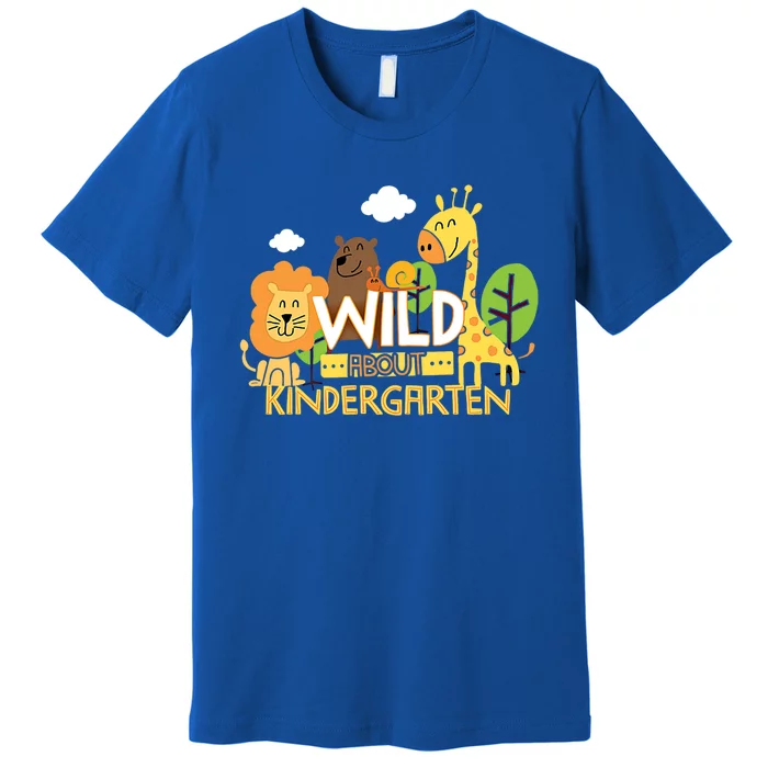 Wild About Kindergarten Cute Animals Back To School Teacher Gift Premium T-Shirt