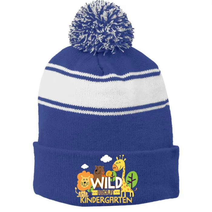 Wild About Kindergarten Cute Animals Back To School Teacher Gift Stripe Pom Pom Beanie