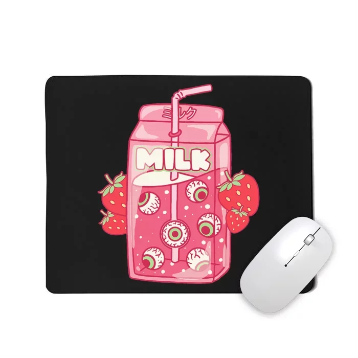 Weirdcore Aesthetic Kawaii Strawberry Milk Carton Eyeballs Mousepad