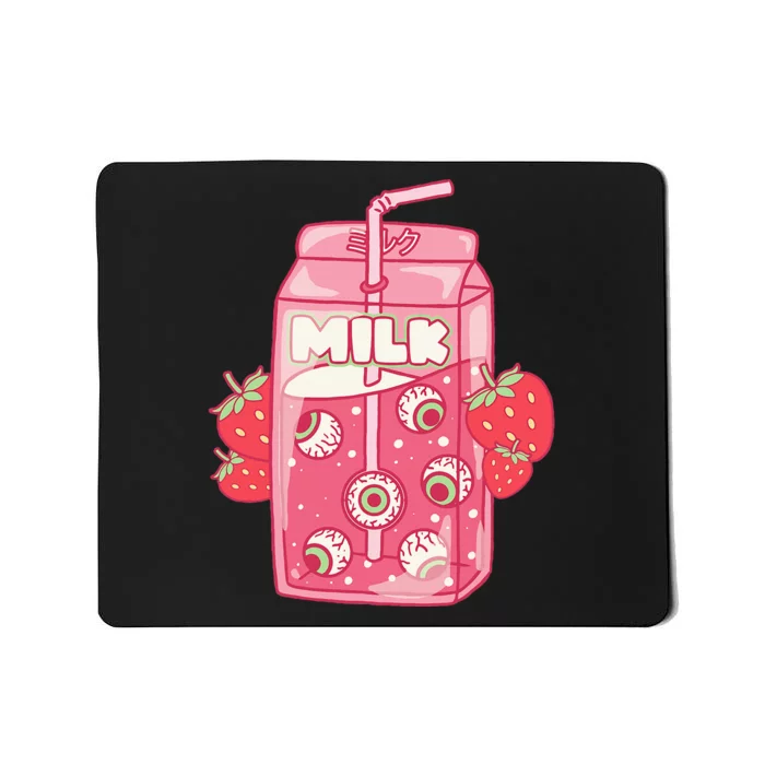 Weirdcore Aesthetic Kawaii Strawberry Milk Carton Eyeballs Mousepad